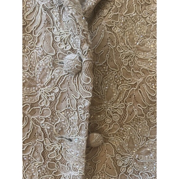 Carmen Marc Valvo Suit Womens Jacket Skirt Gold Wedding Formal VTG 14 - Picture 3 of 10